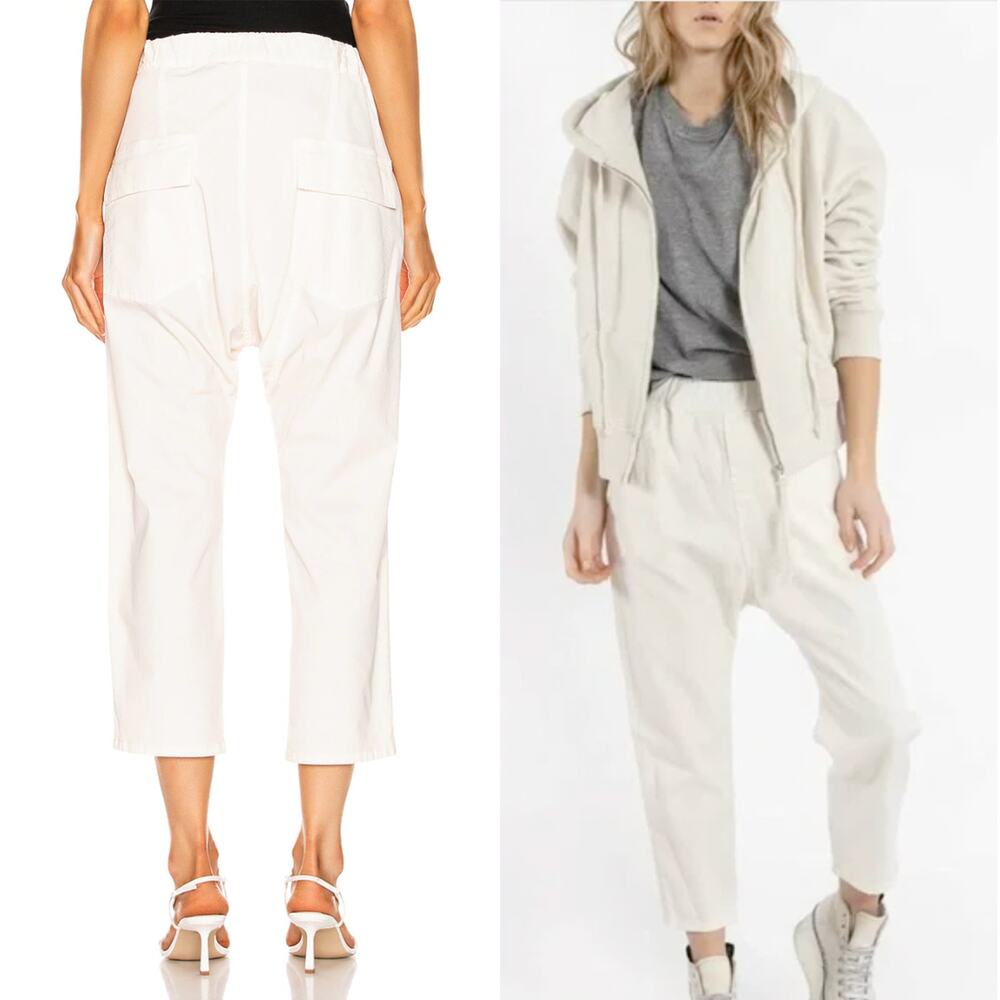 Nili Lotan S Slouchy Cotton Elastic Waist Casablanca Pants $395 Crop White NWT - Picture 2 of 14